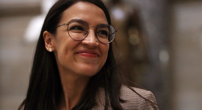 Rep. Alexandria Ocasio-Cortez (D-NY) passes through the National Statuary Hall January 9, 2020 at the U.S. Capitol in Washington, DC.