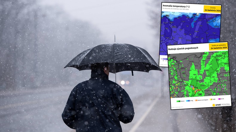 Dziś będzie dalej zimno, a do tego będzie sporo padać (mapy: meteologix.com)