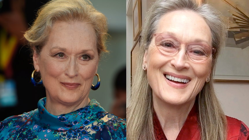 Meryl Streep na czerwonym dywanie i w domowej wersji 