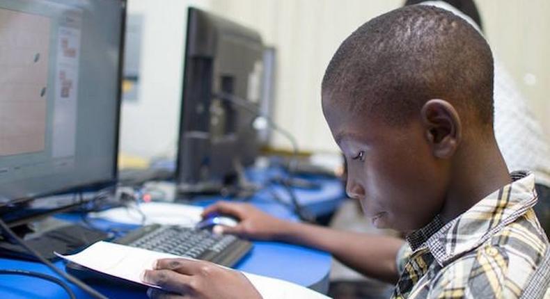 A kid at one of CcHub's coding programmes for kids