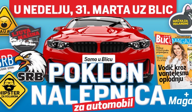 Auto stikeri na poklon uz "Blic"