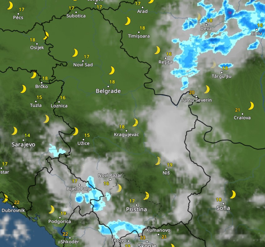 Kretanje nevremena u ponoć