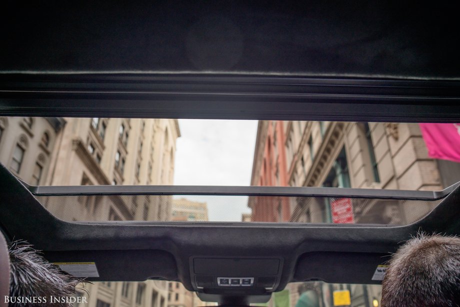 The XF's massive sunroof bathes the cabin in light.