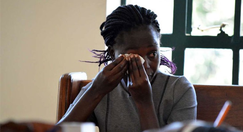 Ms Lencer Achieng', Baby Samatha Pendo's mother, testifies during an inquest