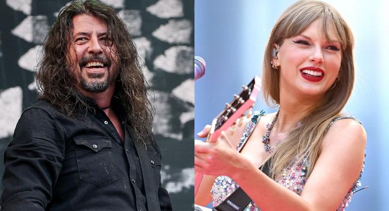 Foo Fighters singer Dave Grohl at London Stadium, and Taylor Swift performing at Wembley Stadium over the weekend. Kevin Mazur/Getty Images/Gareth Cattermole/TAS24/Getty Images