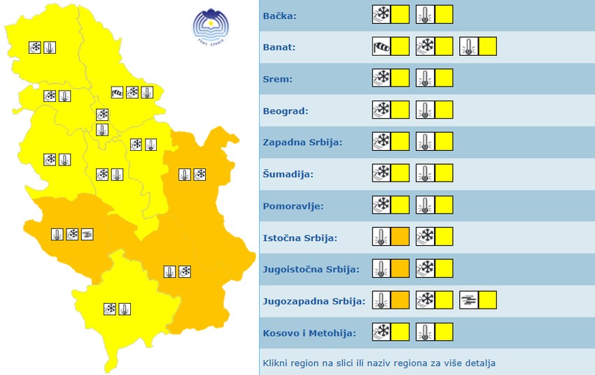Meteoalarm 19 januara 