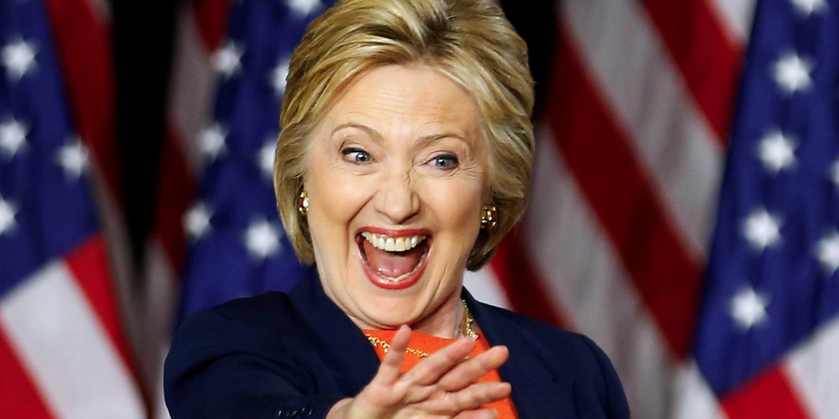 Hillary Clinton waves to someone in the crowd after delivering a speech on national security on June 2.