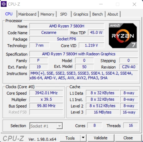 Victus by HP – specyfikacja procesora AMD Ryzen 7 5800H