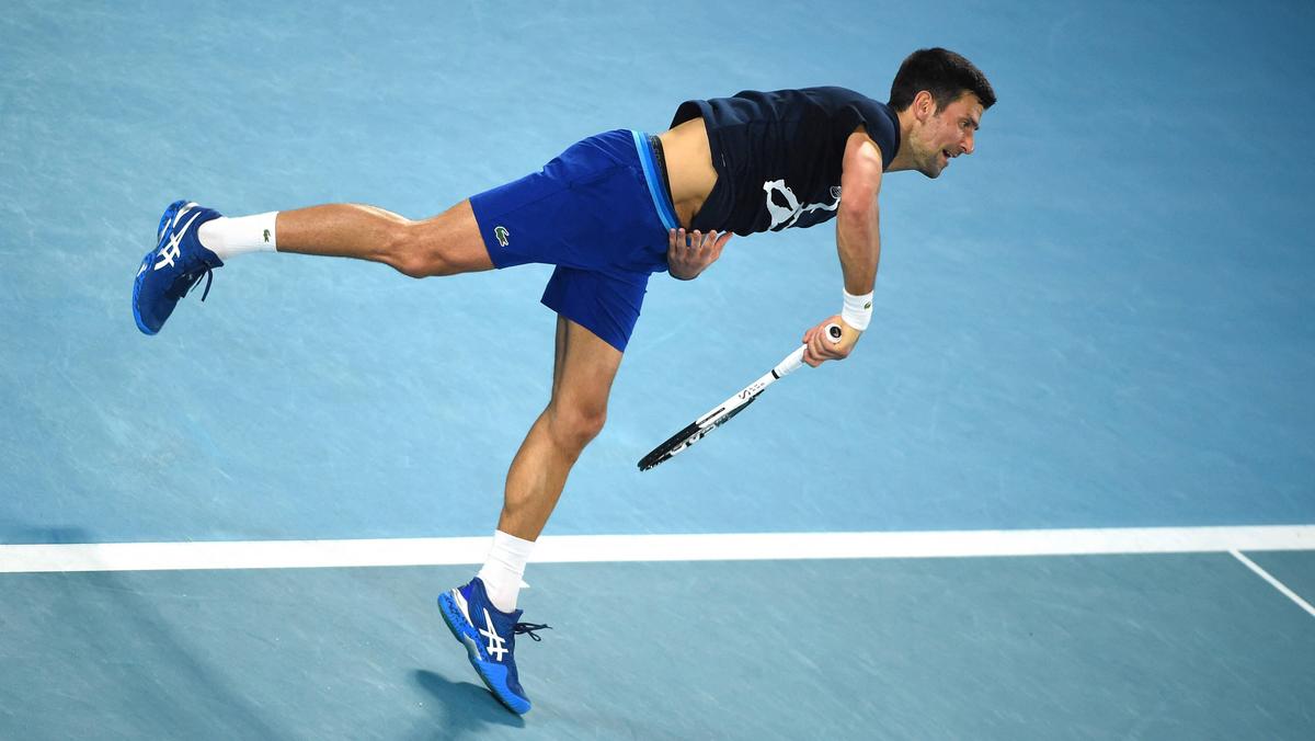 Novak Djoković podczas treningu w Melbourne