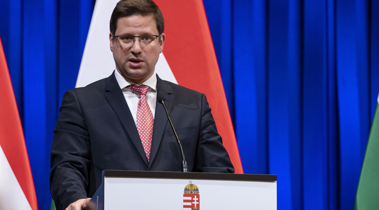 Gulyás Gergely rendkívüli sajtótájékoztatót tart Hernádi Zsolt Mol-vezérrel /Fotó: MTI/Szigetváry Zsolt