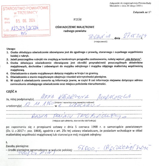 Declaración de propiedad de Anna Moraveca