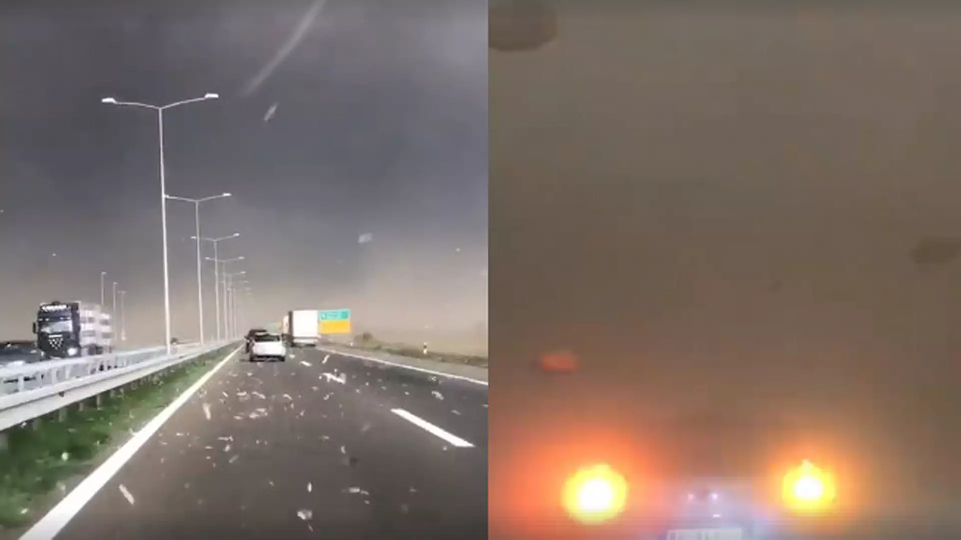 Przerażający deszcz na autostradzie. To wyglądało jak koniec świata