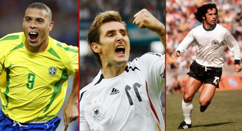 Miroslav Klose, Ronaldo, and Gerd Muller all make the Top 3 of the all time World Cup top scorers