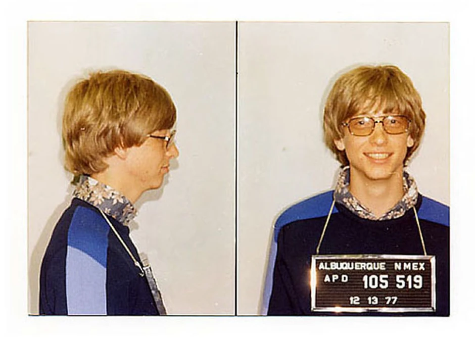 Bil Gejts nakon hapšenja u Alubkerkiju, Nju Meksiko, 1977. 