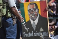 Zimbabwean President Robert Mugabe addresses youths in Marondera