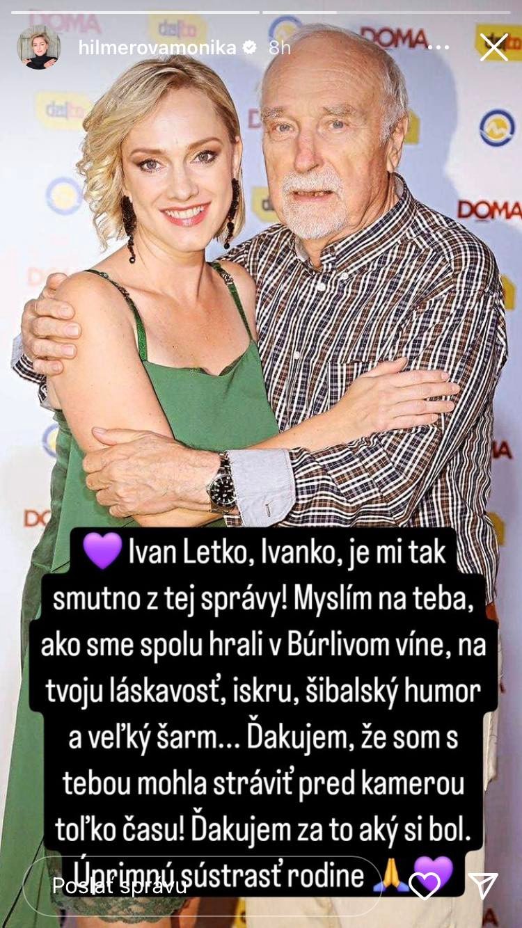 Hilmerová smúti za Ivanom Letkom.