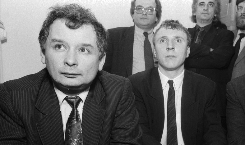 Jarosław Kaczyński i Jacek Kurski w 1993 r.