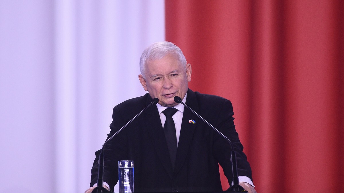 04.06.2022, Marki. Prezes PiS Jarosław Kaczyński podczas przemówienia na konwencji PiS. Fot Zbyszek Kaczmarek/REPORTER