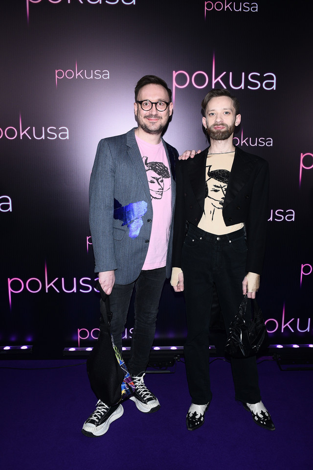 Mariusz Kozak i Sebastian Szarata na premierze "Pokusy"
