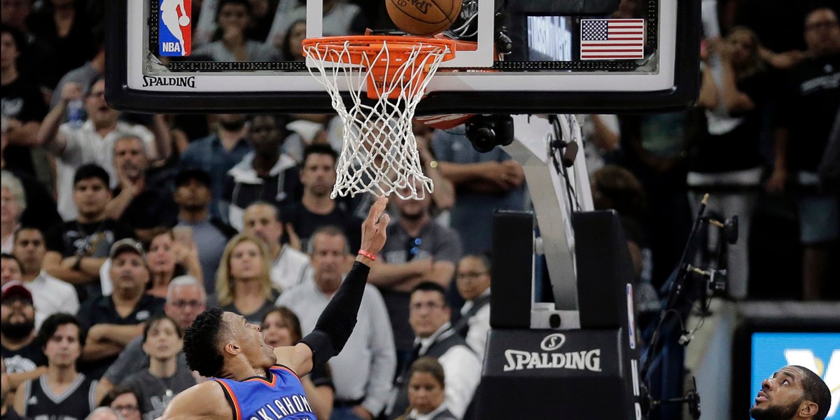 Russell Westbrook's dramatic and-one layup sealed the Thunder's Game 5 win.