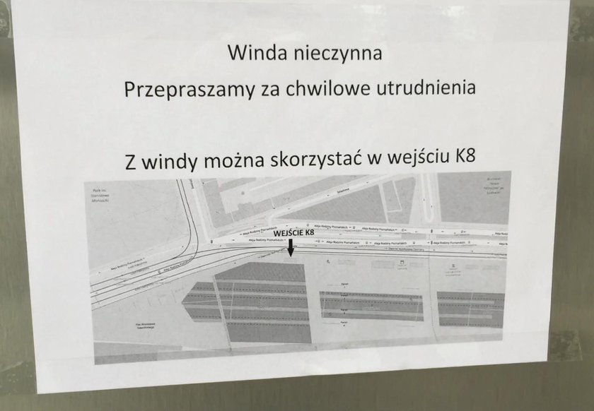 Dworzec Łódź Fabryczna z zepsutą windą