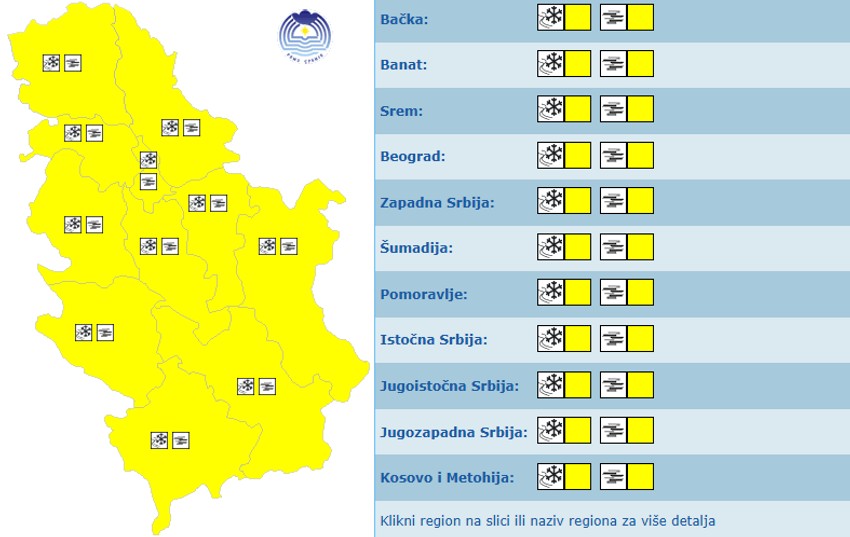 Meteoalarm za 31. decembar