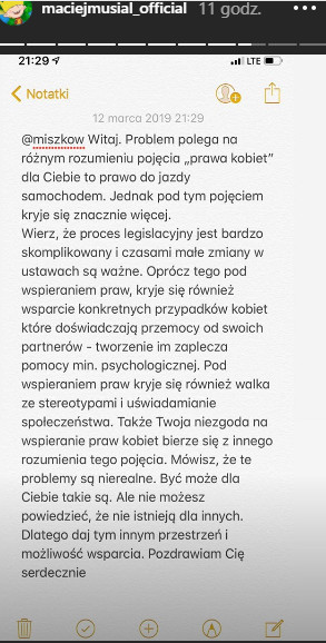 Maciej Musiał na Instagramie