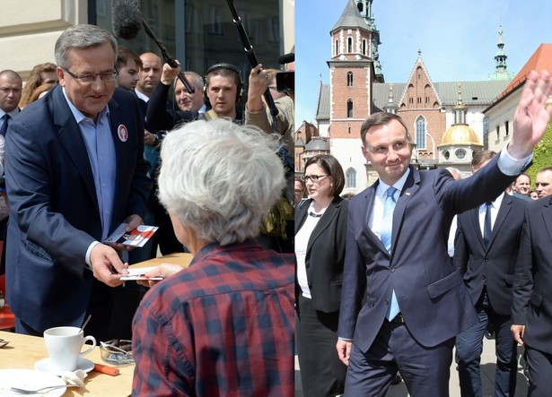 Komorowski wyszedł do ludzi. Niespodzianki podczas spaceru. Duda walczył o głosy w Krakowie