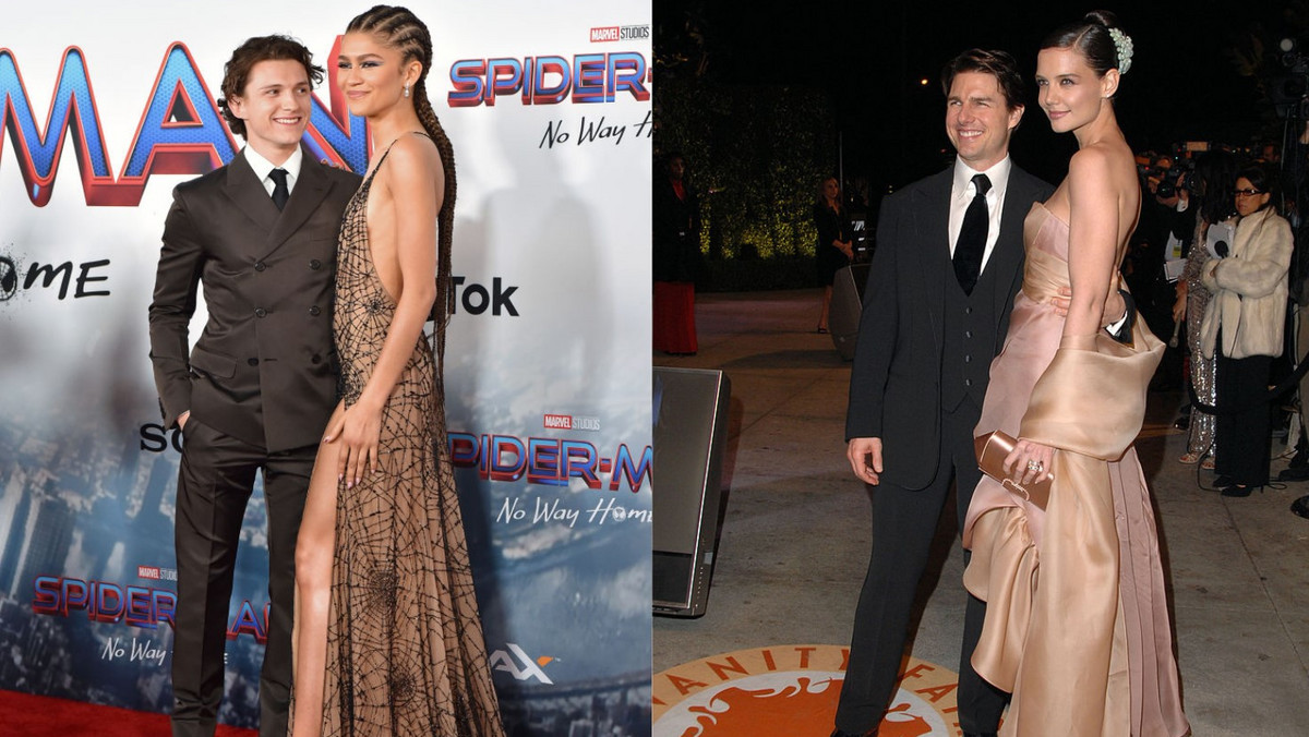 Tom Holland i Zendaya w 2021 r. oraz Tom Cruise i Katie Holmes w 2007 r.