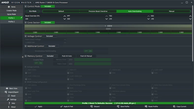 Automatyczne podkręcanie w AMD Ryzen Master