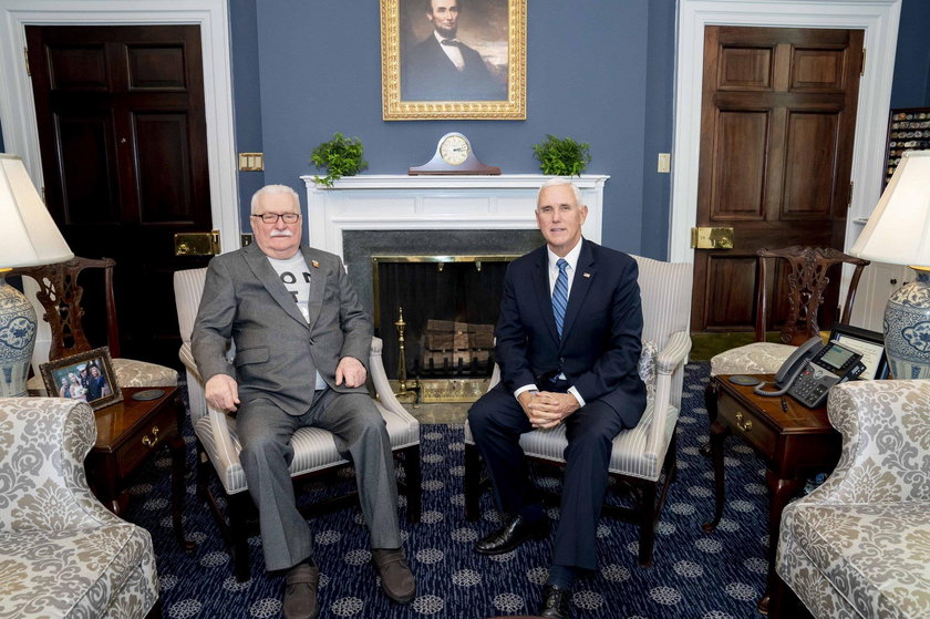 Lech Wałęsa i Mike Pence