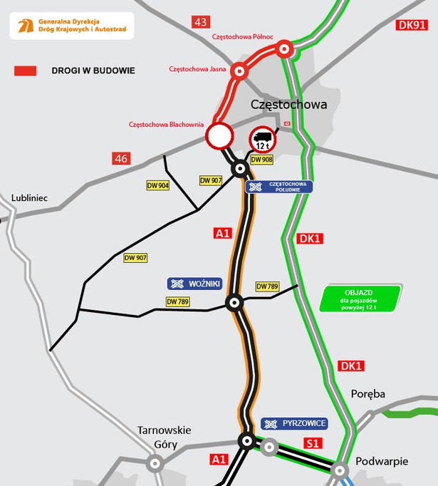 Autostrada A1 - Częstochowa Południe - Pyrzowice