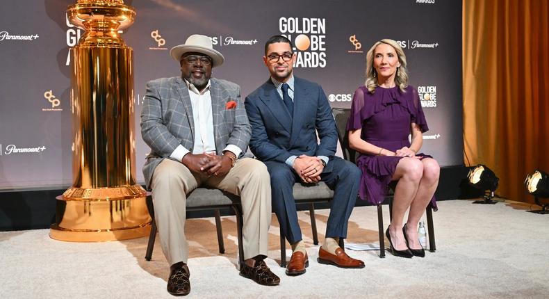 Cedric the Entertainer, Wilmer Valderrama and Helen Hoehne at the 80th Annual Golden Globe Awards Nominations [Golden Globes]