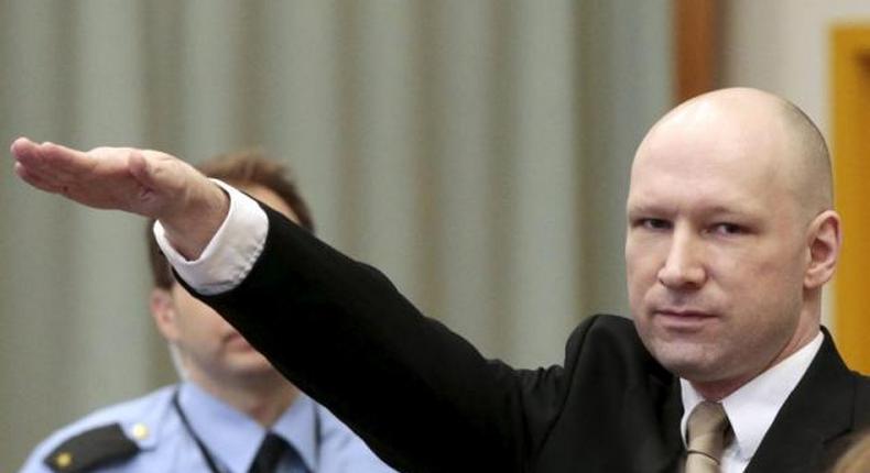 Mass killer Breivik makes Nazi salute as he sues Norway for inhuman treatment
