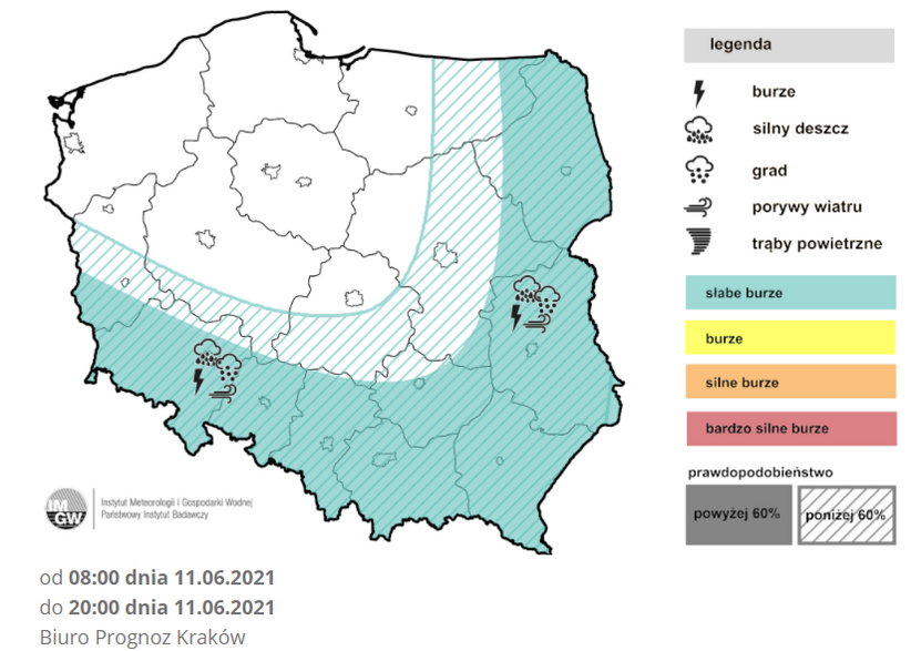 Zagrzmi przede wszystkim na wschodzie i południu