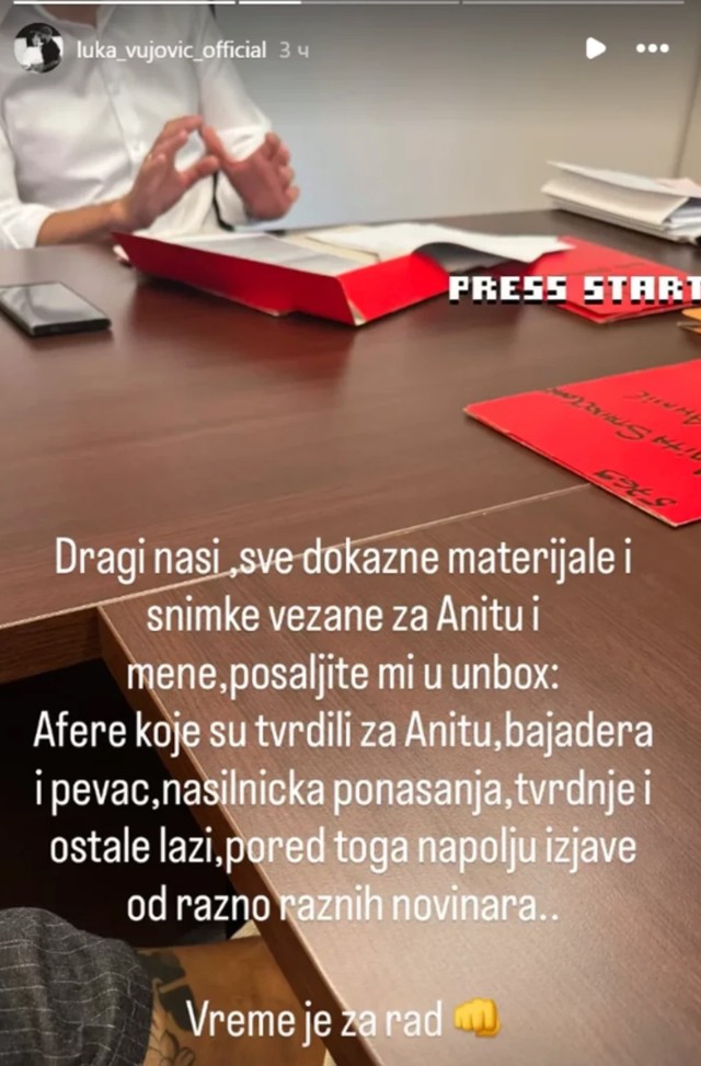 Objava Luke Vujovića iz advokatske kancelarije