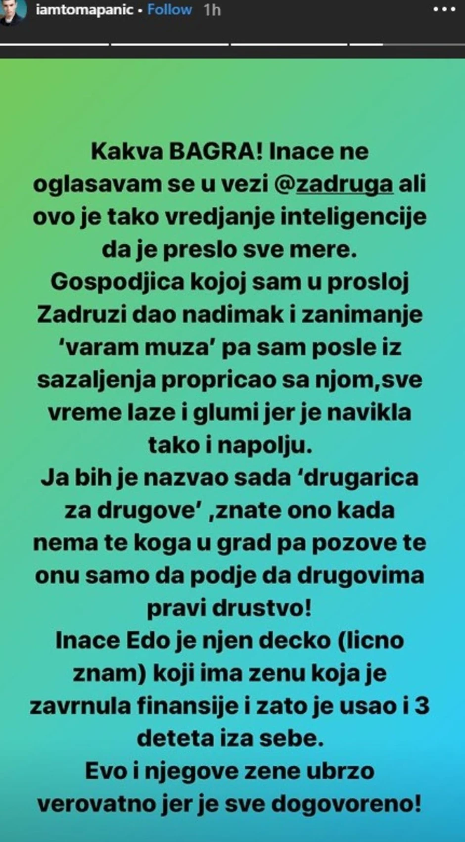 Objava Tome Panića