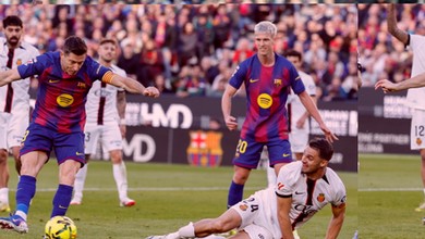 Lewandowski jak profesor. Z wielkim spokojem umieścił piłkę w bramce. Koszmarne pudło Yamala