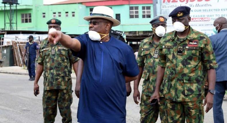 Governor Nyesom Wike of Rivers State and men of the Nigerian Army