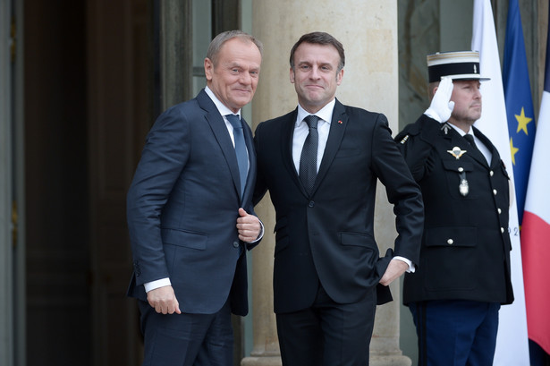 Premier Donald Tusk i prezydent Francji Emmanuel Macron