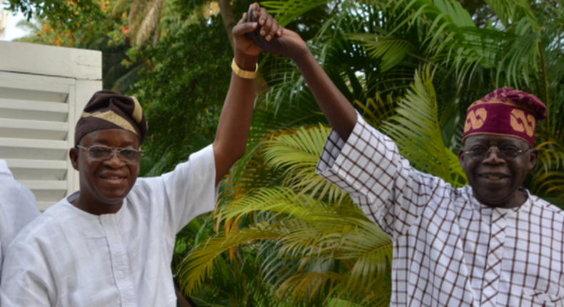 Former Governor of Osun State, Gboyega Oyetola and APC Presidential candidate, Asiwaju Bola Tinubu.