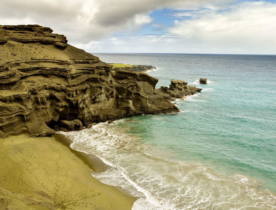 10 najniezwyklejszych plaż, Zielona plaża, Papakolea Beach, Big Island, Hawaje