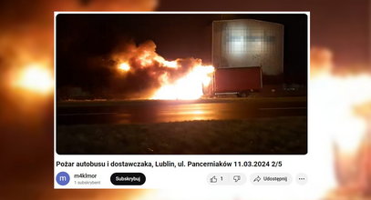 Dramatyczne sceny w Lublinie. Płonął dostawczak i autobus miejski