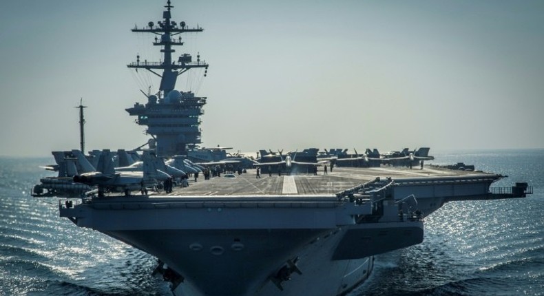 US President Donald Trump spoke with Japanese Prime Minister Shinzo Abe, discussing the joint drills under way between the US carrier Carl Vinson and Japan's Maritime Self-Defence Force