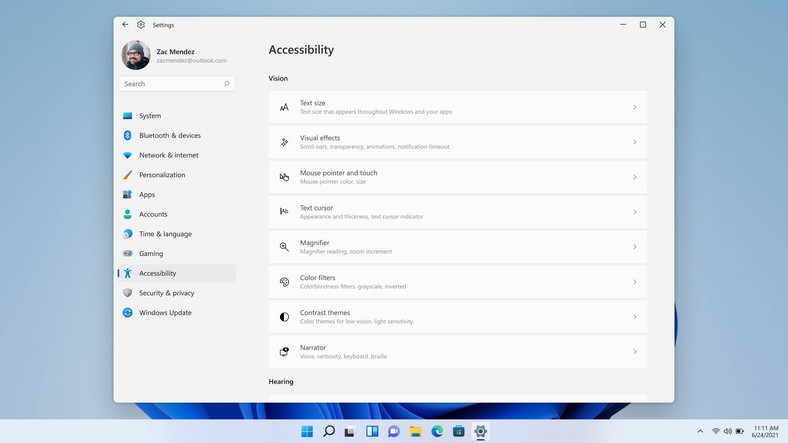 Nowa strona z ustawieniami z zakresu dostępności w Windows 11