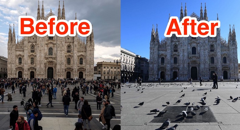 duomo milan before after coronavirus 2