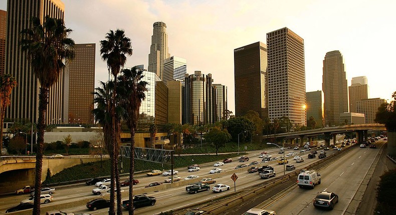 Drivers fill the 110 freeway during afternoon rush-hour on January 9, 2008 in Los Angeles, California.