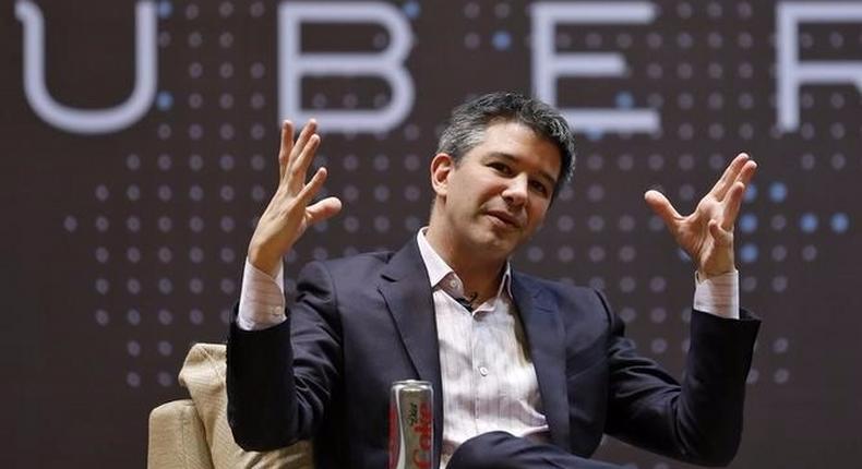 Uber CEO Kalanick speaks to students during an interaction at IIT campus in Mumbai