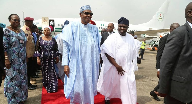 President Muhammadu Buhari is in Lagos to commission a number of projects [Twitter/AkinwunmiAmbode]