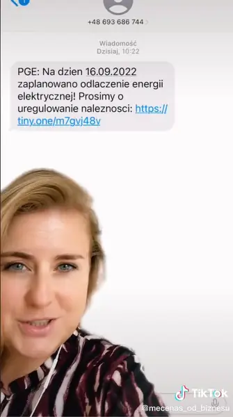 Pilny SMS informujący o dopłacie do rachunku? Uważaj, to phishing! Fot. @mecenas_od_biznesu